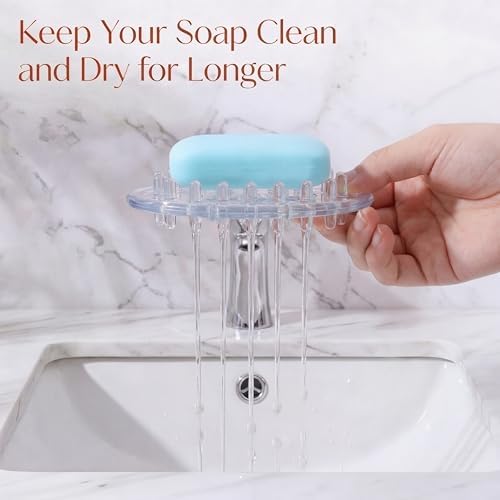 2 Pcs Soap Dish with Holes for Kitchen Bathroom, Clear - Image 4