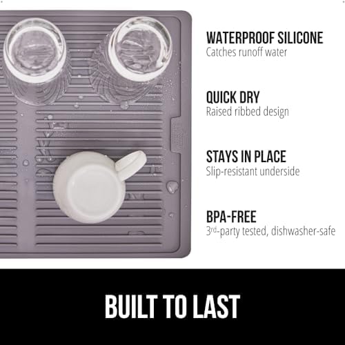 GORILLA GRIP Patented BPA-Free Silicone Dish Drying Mat, 18x24, Gray - Image 2