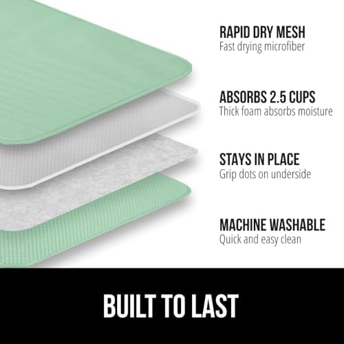 GORILLA GRIP Ultra Absorbent Microfiber Dish Drying Mat, 18x24, Mint - Image 2