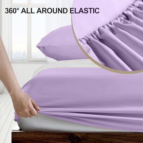 FreshCulture California King Fitted Sheet Only - Hotel Quality Fitted Sheet - Ultra Soft & Breathable - Brushed Microfiber - Deep Pocket - Cooling Fitted Sheets for Cal King Size Bed (Lavender) - Image 3