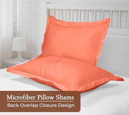 Royale Linens Microfiber Queen Size Pillow Shams Set of 2 - Coral Shams - Image 2