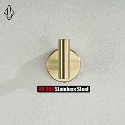 JQK Bathroom Towel Hook Brushed Gold, Brass Coat Robe Clothes Hook for Bathroom Kitchen Garage Wall Mounted (Pack of 4), SUS 304 Stainless Steel 0.8mm, TH100-BG-P4 - Image 5
