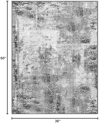 Entryway Rug 3x5 Grey Bedroom Area Rug Washable Non Slip Abstract Boho Rugs for Indoor Entry, Kitchen, Classroom, Bathroom, Kids Girls Room, Office, College Dorm Small Carpet - Image 2