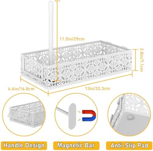 Toilet Tank Topper - 13 Inch Bathroom Tray with Magnetic Paper Towel Holder - Image 5