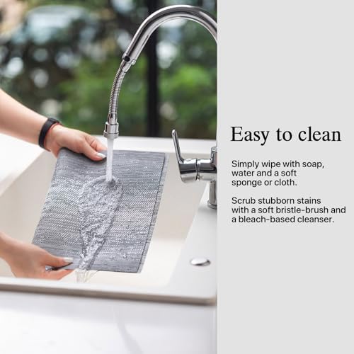 Placemats Set of 12 - Easy Clean Woven Vinyl Placemat for Dining Table, Indoor/Outdoor Place Mats, Washable PVC Table Mats（Gray） - Image 4