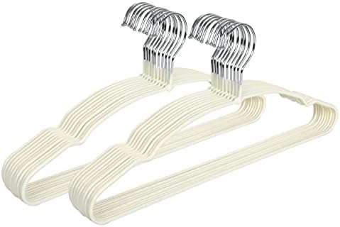 TOPIA HANGER Metal Hangers 20 Pack, Adult Clothes Hangers Space Saving & Non Slip Rubber Coated, Heavy Duty Wire Hanger for Coat,Shirt,Strap Dress,Ivory-CT12I by TOPIAHANGER