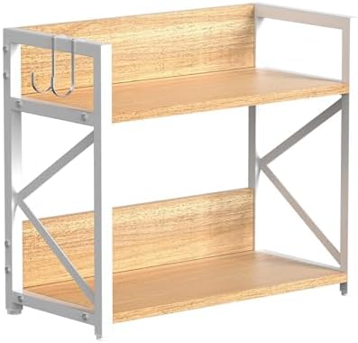 RUILALIFE Spice-Rack-Organizer-Shelf for Kitchen Counter, 2 Tiers Coffee Bar Station Organizer for Countertop，Space Saving Desk Shelving Riser Unit (Maple, Medium) by RUILALIFE
