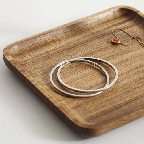 Solid Acacia Wood Key Tray and Bowl, Acacia, Square - Image 6
