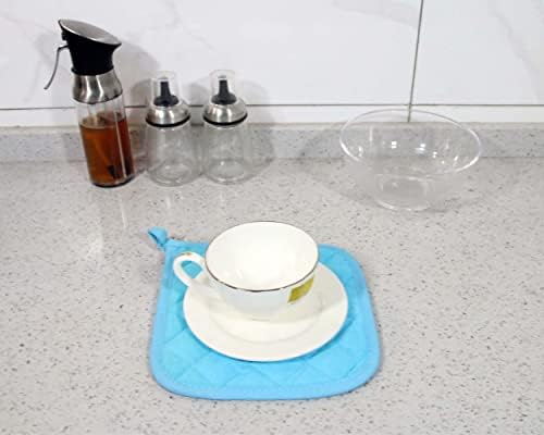 5 PCS Pot Holders for Kitchen, Cotton Potholers with Great Heat Resistance, Hot Pads, Trivets for Cooking and Baking Blue - Image 5