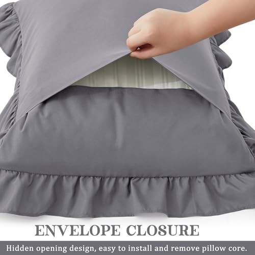 KKJIAF Ruffle Body Pillow Cases Set of 1, Grey - Image 5