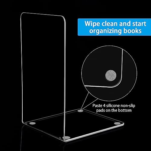 10 Pcs Clear Acrylic Bookends, Heavy Duty Book Ends for Shelves - Image 4
