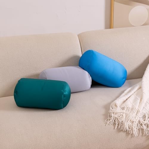 2Pcs Microbead Bolster Tube Neck Bed Body Pillows, 12 x 7 inches Squish Bean Bag Microbead Pillow for Sleeping Home Travel Neck Lumbar Support Rest Smooth Cool Touch (Black & Dark Grey) - Image 7