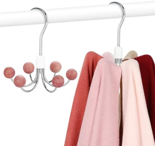 TOPIA HANGER Hoodie Hangers 2-Pack with 6 Cedar Balls, 360°Swivel Purse Hanger, Scarf Hanger, Closet Hooks, Handbag Organizer, Bra Hanger, Accessory Organizers for Scarf, Tanktop, Hat, Hoodie CT43C by TOPIAHANGER