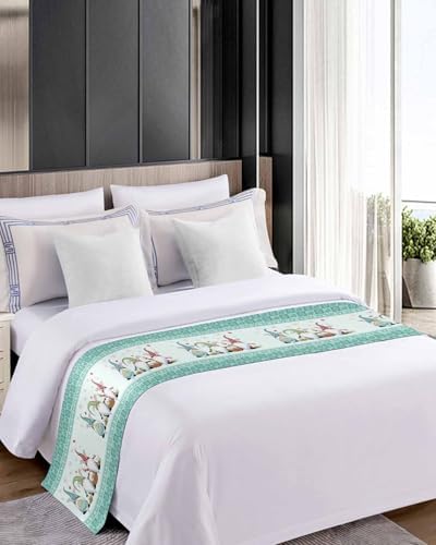 Happy Easter Day Gnomes Bed Runners for Bedroom Hotel,Decorative Bedding Scarf Bunny and Eggs Lattice Bed End Blanket Bedding Runner Scarves for Full Size Beds,83x20in - Image 5