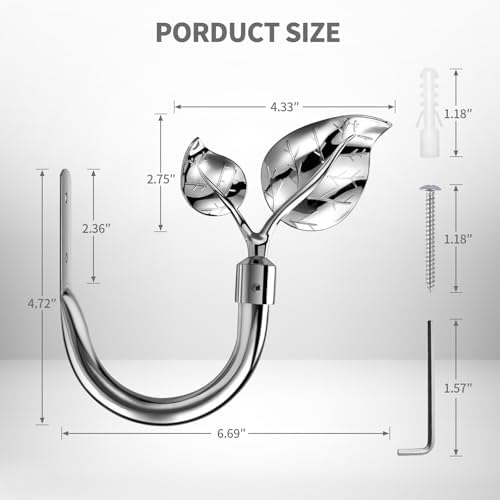 HIKMLK Leaf Shaped Curtain Tieback Holdbacks 2pcs, Handmade Metal Curtain Side Holders for Wall, Curtain Hook Pull Backs for Drapes Window Decoration - Image 3