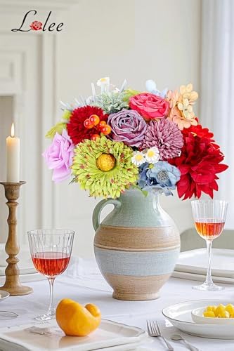 LELEE Artificial Flowers Combo Box Fake Silk Rainbow Colorful Flowers Bulk - Image 3