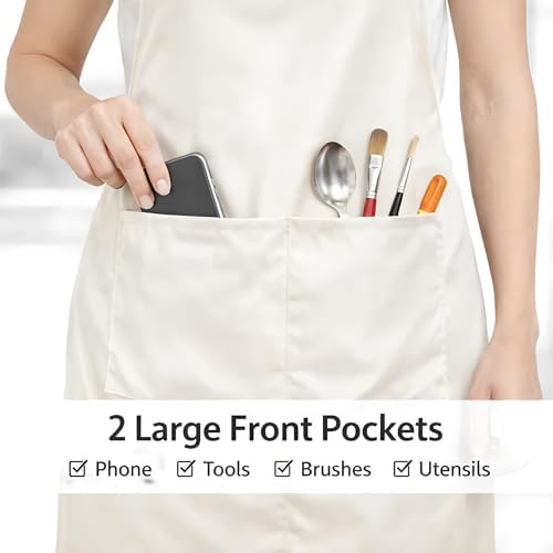 2/6/12/24 Pack Waterproof Aprons Bulk with Pockets, Polyester and PVC Coated Chef Aprons for Cooking, Painting, BBQ - Image 4