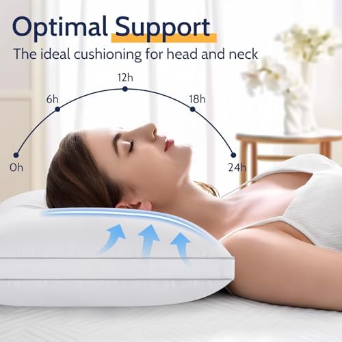 ROUMEA Pillows Standard Size Set of 2, Bed Pillows for Sleeping 2 Pack, Luxury Hotel Quality, Supportive Standard Pillows with Soft Down Alternative for Back Stomach Side Sleepers, Machine Washable - Image 3