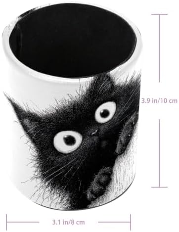 Leather Pen Holder for Desk, Cat Pencil Cup Pen Organizer Makeup Brush Holder for Office Home Kids Countertop Desk Accessory Storage - Image 3