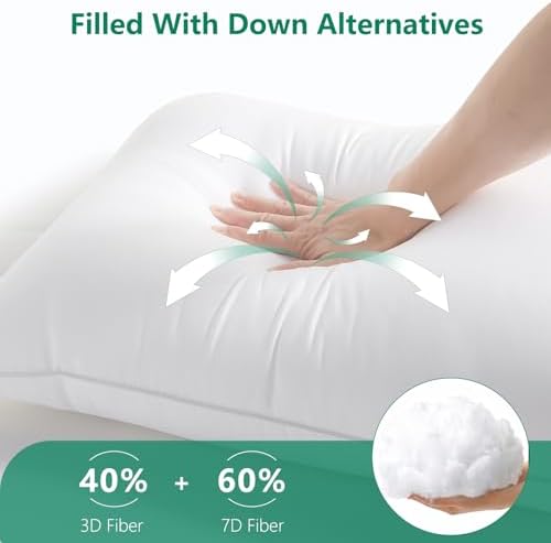 HIMEET Pillows Queen Size Set of 4, Luxury Fluffy Bed Pillows for Sleeping 4 Pack, Soft and Supportive Bed Pillow with Down Alternative Filling for Side and Back Sleepers (18"x28") - Image 4