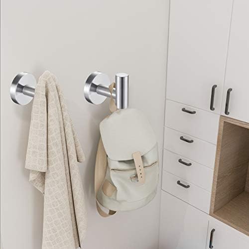 8 Pcs Silver Bathroom Towel Hook Robe Towel Hooks Coat Wall Hook Stainless Steel Heavy Duty Door Hanger Towel Robe Clothes Cabinet Closet Sponges Hook for Bathroom Bedroom Kitchen Hotel Pool - Image 4
