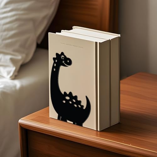 WADORN Cartoon Dinosaur Metal Bookends for Shelves Decorative 1 Pair, Heavy Duty Books End Support Non-Skid Book Holder Black L-Shaped Book Stopper for Home Office Desk Book Divider, 4.7x3.5x7 Inch - Image 6
