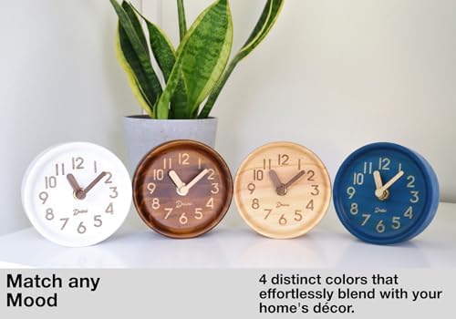 Driini Small Silent Wooden Analog Desk Clock for Shelf or Table, Light - Image 5