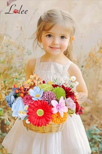 LELEE Artificial Flowers Combo Box Fake Silk Rainbow Colorful Flowers Bulk - Image 2