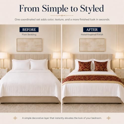 Jacquard Bed Runner Set with 2 Pillow Covers, No Filling, Bedding Decor - Image 5