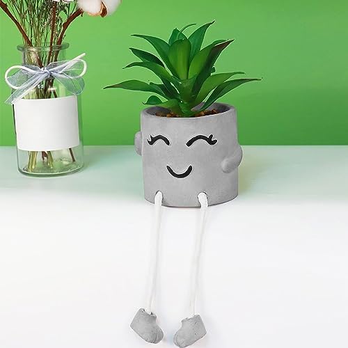 Zerzsy Artificialplant Succulents in Cement Pots with Hanging Leg, Kitchen Shelf Decoration,Bathroom Mini Plants Decor, Shelf Decor Accents, Office Wall Decoration - Set of 1 - Image 3