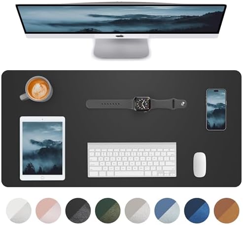 Non-Slip Desk Pad,Mouse Pad,Waterproof PU Leather Desk Protector,Ultra Thin Large Desk Blotter,Waterproof Keyboard mat for Office/Home/Decor(Black 23.6" x 13") by AFIING