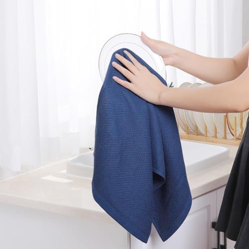 Homaxy 100% Cotton Waffle Weave Kitchen Dish Towels 4-Pack, Navy Blue - Image 4