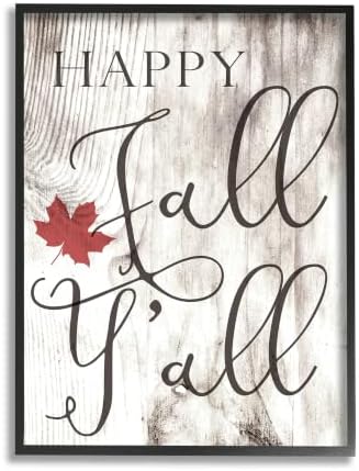 Happy Fall Y'all Typography Sign, 16 x 20 Inch Framed Giclée Print by StupellIndustries
