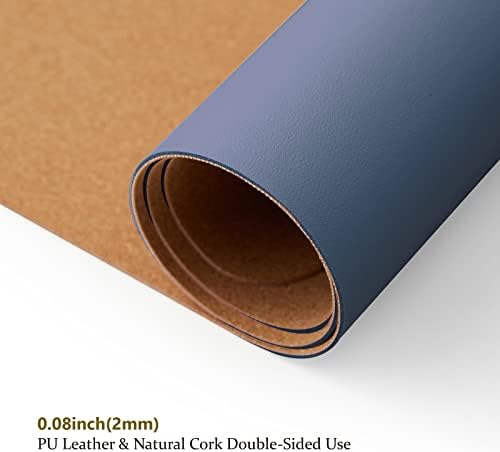Cork Desk Mat - Dual-Sided Desk Pad for Office and Home - Desk Organization and Accessories - Ideal for Large Mouse Pad and Desk Mats on Top of Desks(Dark Blue,27.6"x 13.8") - Image 3