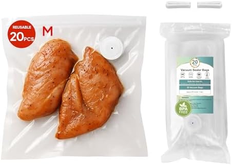 Reusable Vacuum Sealer Bags 20-Pack (Medium 10x11 in) - BPA-Free Double-Seal Leakproof | Compatible with TUITUITA & Major Sealers | Freezer/Microwave/Dishwasher Safe by TUITUITA