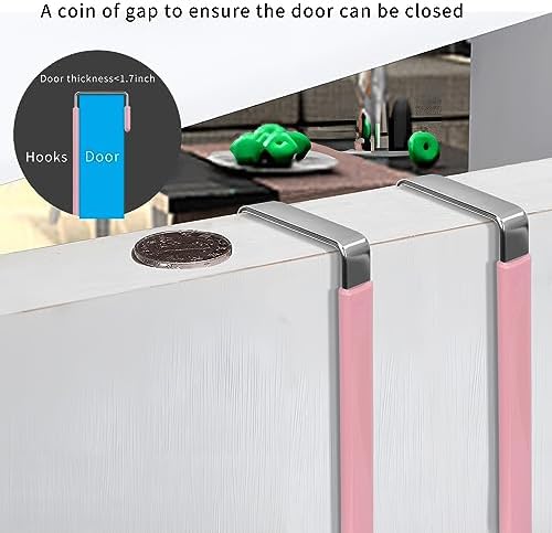 FYY Over the Door Hooks, Single-Hanger 4 Pack, Fits Doors 1.6" Pink - Image 5