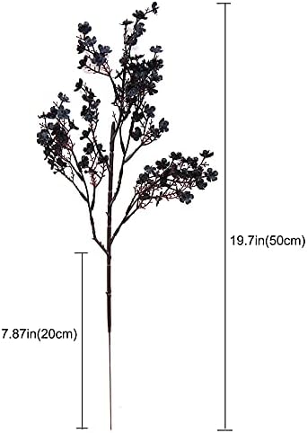JAKY-Global Babys Breath Fabric Cloth Artificial Flowers 6 Bundle European Fake Silk Plants Decor Wedding Party Decoration Bouquets Real Touch DIY Home Garden (Black-6pcs) - Image 5