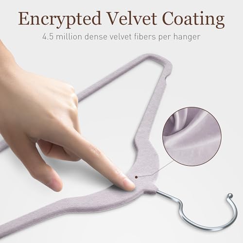 Velvet Hangers 30 Pack, 17.5" Non-Slip Clothes Hangers, Purple - Image 3