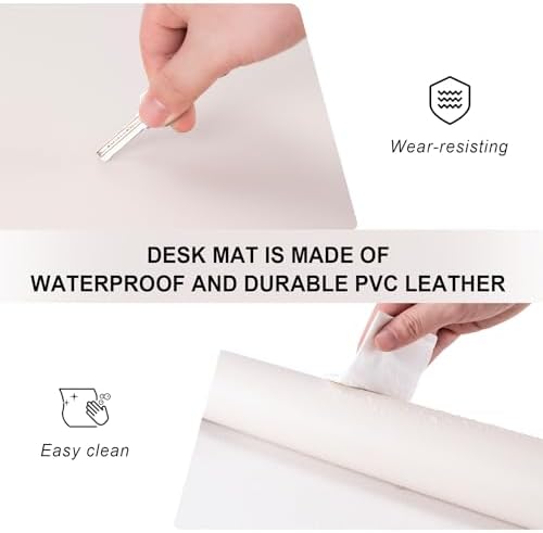 Leather Desk Pad Protector,Non-Slip Desk Pad(Sea Blue, 23.6" x 13.7") - Image 2