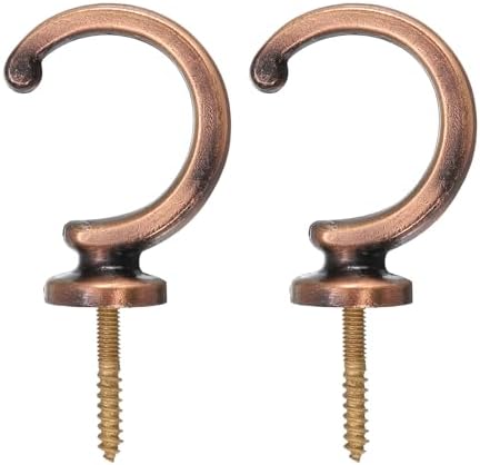 uxcell 2Pcs Curtain Holdback, Aluminum Alloy Wall Mounted Curtain Holders Drapery Tieback Hooks for Living Room Bedroom Office (Copper) by uxcell