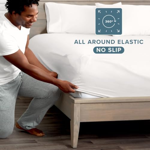 Bare Home King Fitted Sheet - 1800 Ultra-Soft (King, Antique White) - Image 3