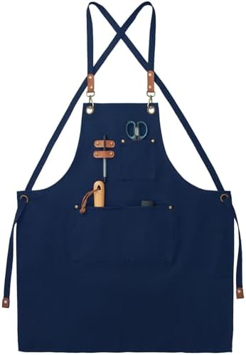 Chef Canvas Aprons with 3 Large Pockets Adjustable Strap for Men Women by FunChaos
