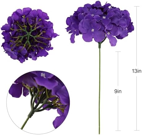 Fake Purple Hydrangea Artificial Flowers - Faux Silk Hydrangeas Flowers Heads with Stems Real Touch for Home Wedding Party Table Decor(Purple,Pack of 10) - Image 5