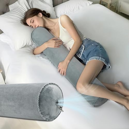 ONTYZZ Inflatable Body Pillow Long Pillow for Bed Oval Bolster Pillow by OTNYZZ