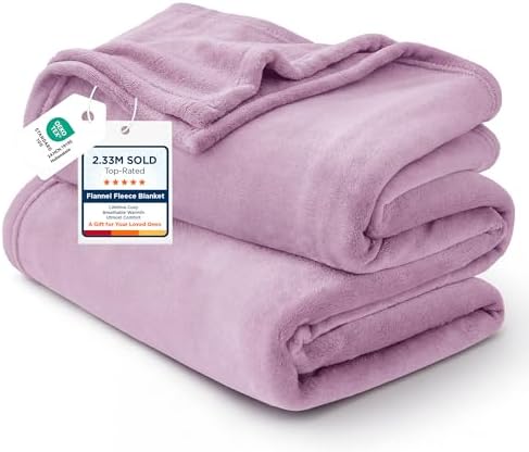 Bedsure GentleSoft Fleece Blankets Queen Size Light Purple - Bed Blanket Soft Lightweight Plush Fuzzy Cozy Luxury Microfiber, 90x90 inches by BEDSURE