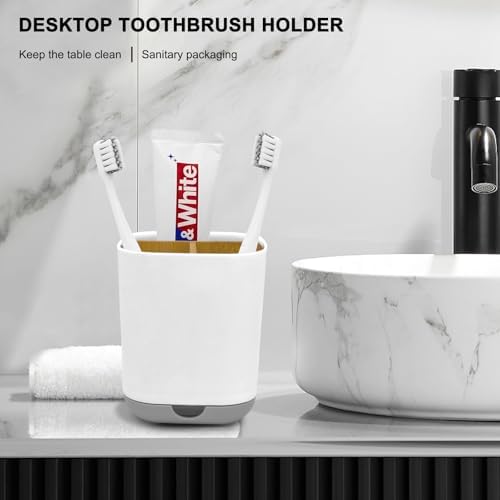 Toothbrush Holder with Bamboo Divider,Detachable for Easy Cleaning Bathroom Countertop Organizer,Plastic 3 Slots Electric Toothbrush and Toothpaste Holders Storage Caddy for Bathroom Vanity,Sink(Grey) - Image 7