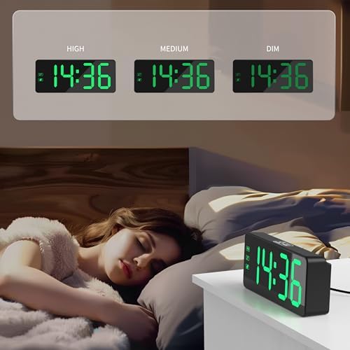 KWANWA Alarm Clock for Heavy Sleepers - 2.4" Super Bright LED with 3-Stage Dimming, 7-Min Snooze, Anti-Power Outage Design/Battery Backup (UL Adapter + 59" Charging Cable Included) - Image 4