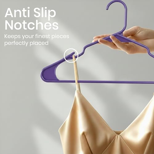 Utopia Home Plastic Hangers 50 Pack – Space Saving Clothes Hanger Purple - Image 3