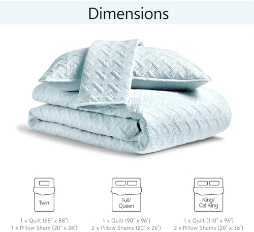 FLYMME Twin Quilt Set, Lightweight Sky Blue Bedspreads, Basket Weave Pattern,Ultra Soft Microfiber Bedspread Bed Coverlet 2 Pieces for All-Seasons (1 Quilt, 1 Sham) - Image 4