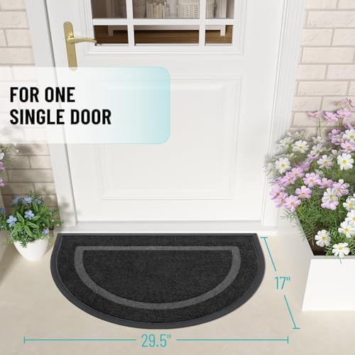 OLANLY Half Circle Front Door Mat Outside 29.5x17 All-Season Rubber Doormat - Image 2